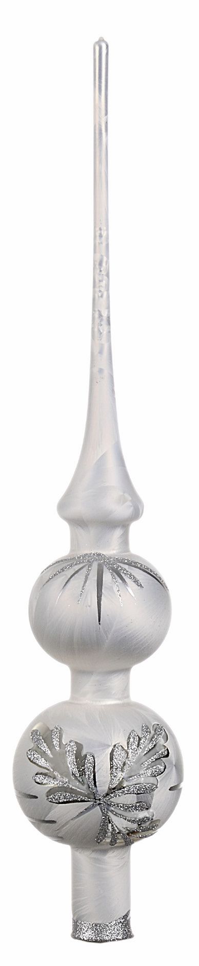 Christbaum Spitze weiß gefrostet & Eichblatt silber Weihnachtsbaumschmuck  WINTERZEIT, ca. 27cm 1 -teilig Christbaum Spitze weiß gefrostet & Eichblatt silber Weihnachtsbaumschmuck  WINTERZEIT, ca. 27cm 1 -teilig