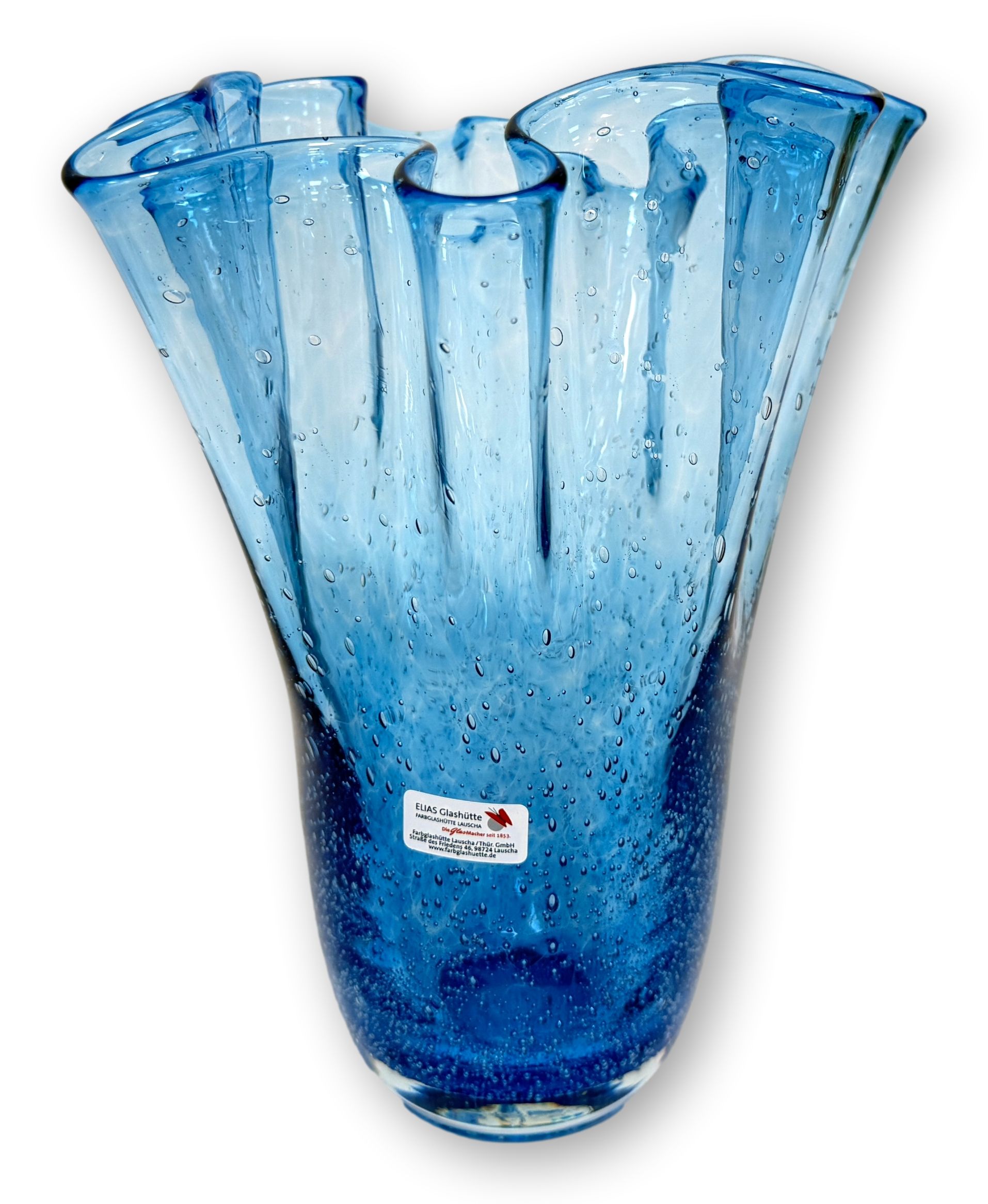 Original Lauschaer Glasvase "Florentine" - Retro-Klassiker Faltenvase, ofenfertige, klassische Vase mit dem Abriss