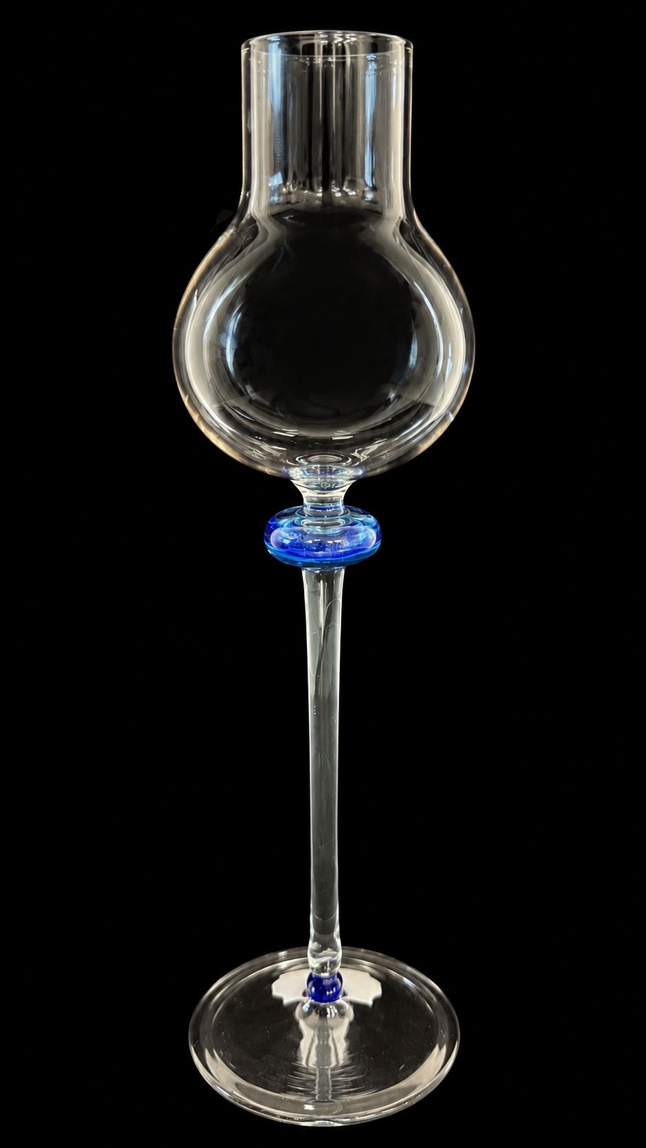 Grappaglas "Steffen", mundgeblasen mit aquamarin Akzent ca. 23,5 cm hoch
