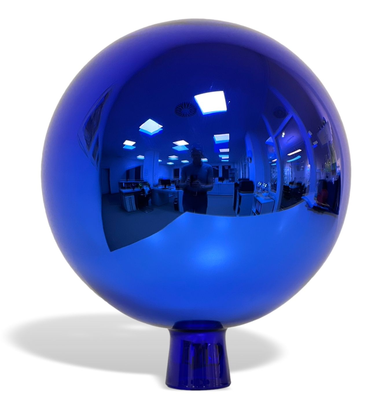 Rosenkugel 22 cm blau verspiegelt - unsere Größten in Farbe!