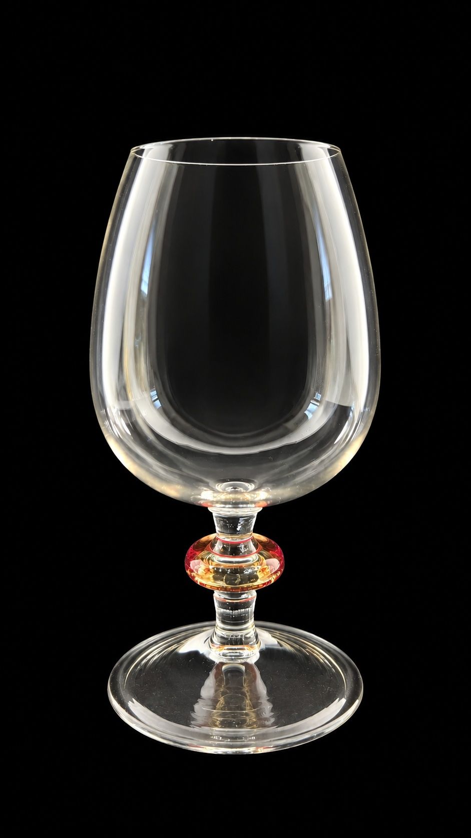 Whiskyglas "Steffen", mundgeblasen mit rotem Akzent ca. 13 cm hoch