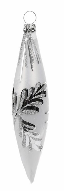 Christbaum Olive 12 cm weiß gefrostet & Eichblatt siber Weihnachtsbaumschmuck  WINTERZEIT, 4 -teilig Christbaum Olive 12 cm weiß gefrostet & Eichblatt siber Weihnachtsbaumschmuck  WINTERZEIT, 4 -teilig