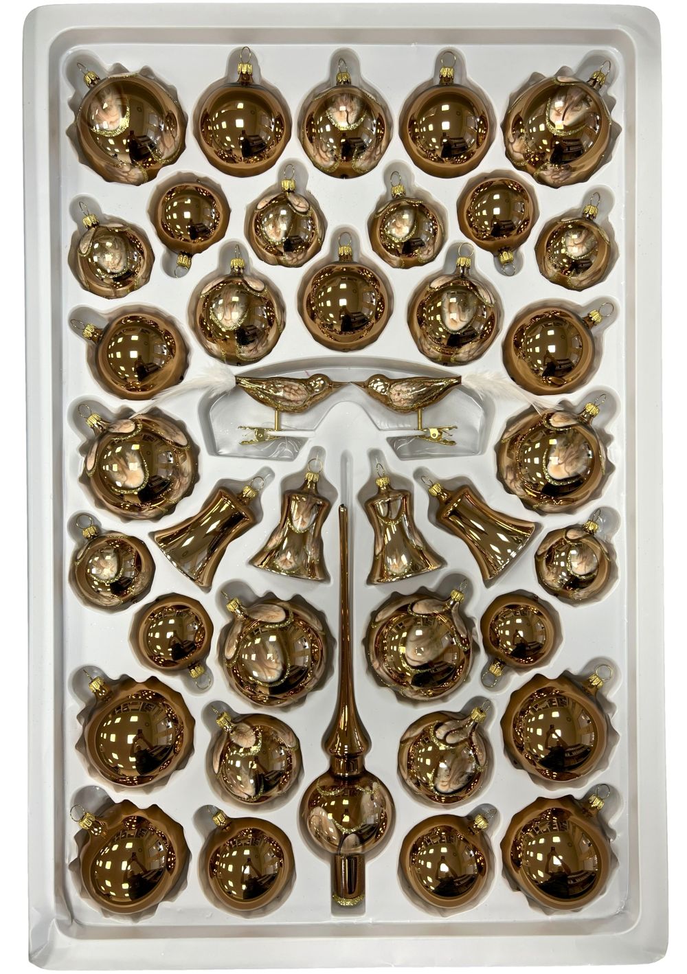 .Christbaumschmuck Sortiment PALISANDER 39-teilig Weihnachtsbaumschmuck Lauflack palisanderbraun