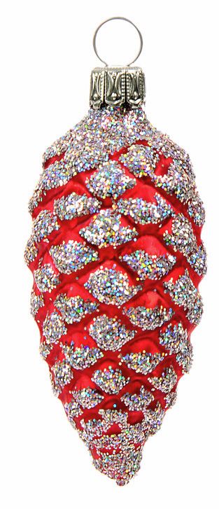 Christbaum Zapfen ROKOKO 8 cm rot gefrostet silberne Ranke Weihnachtsbaumschmuck ROKOKO, 4 -teilig Christbaum Zapfen ROKOKO 8 cm rot gefrostet silberne Ranke Weihnachtsbaumschmuck ROKOKO, 4 -teilig