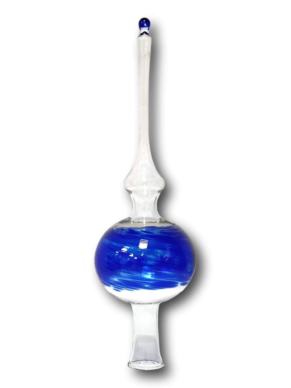 'Johanna' Echtglas-Weihnachtsbaumspitze, ca. 24 cm blaues Glasgranulat, 1-fach gepackt