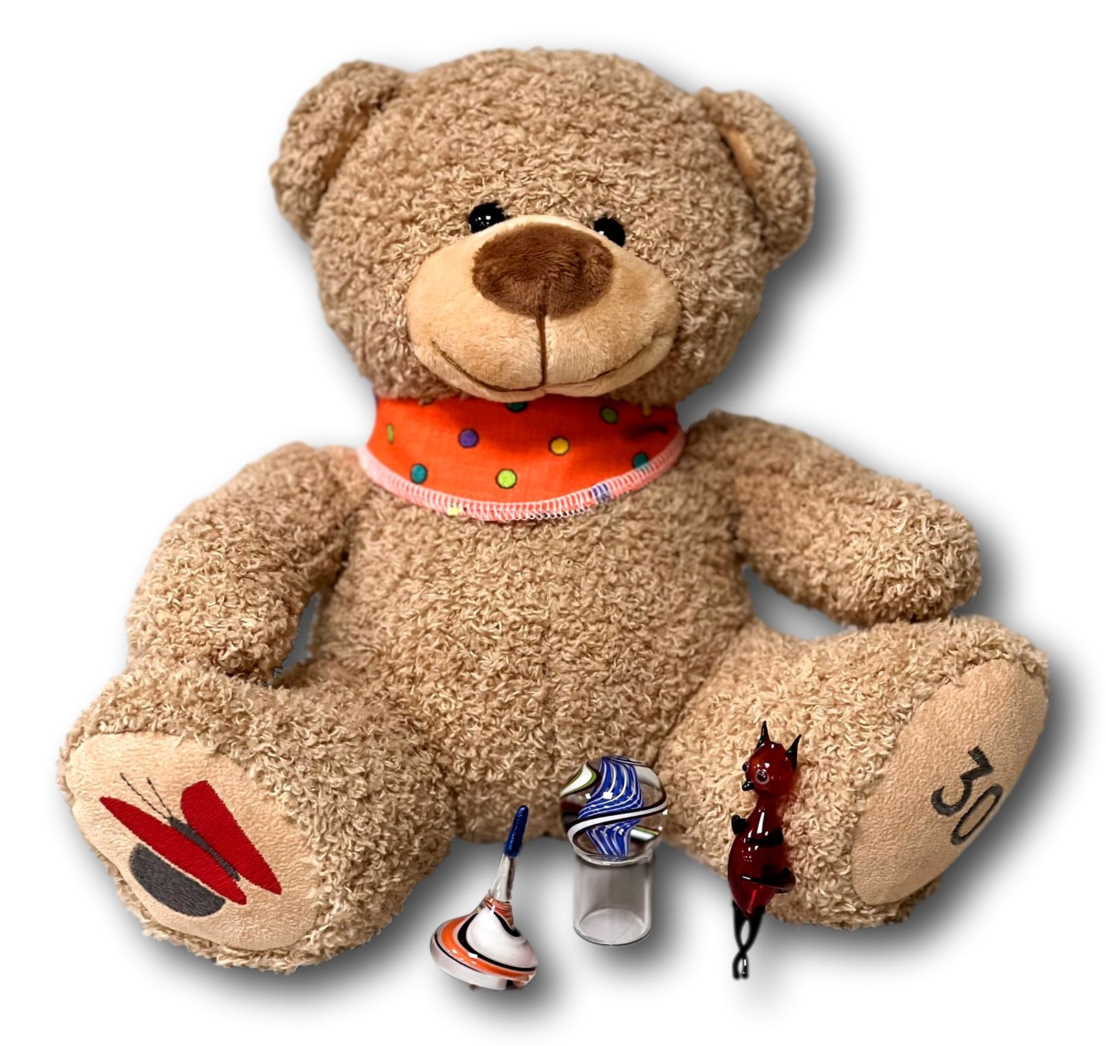 Geschenkset Kindheitserinnerungen, Bär-Spielzeugschachtel in Geschenkbox, Zertifikat (Teufel, Murmel, Kreisel)