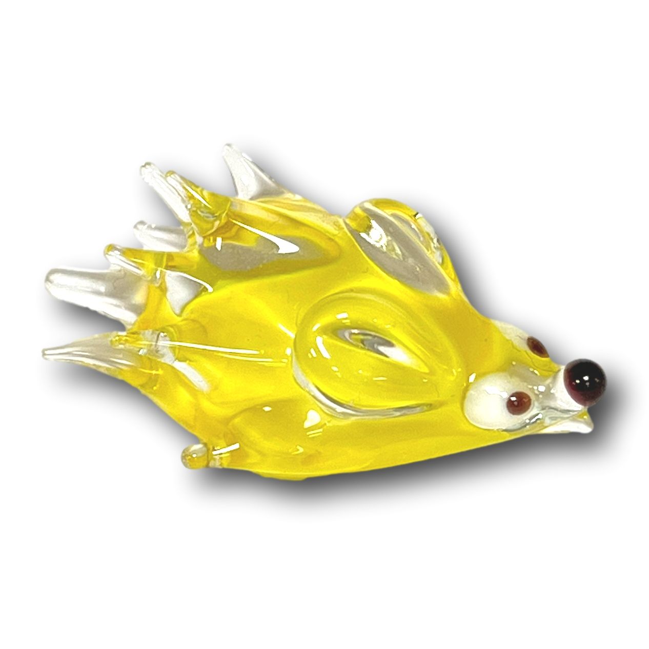 Igel Ignaz mit farbigen Bäuchlein - der Pfiffige, gelb Glastiere des Waldes, Glastiere Thüringens