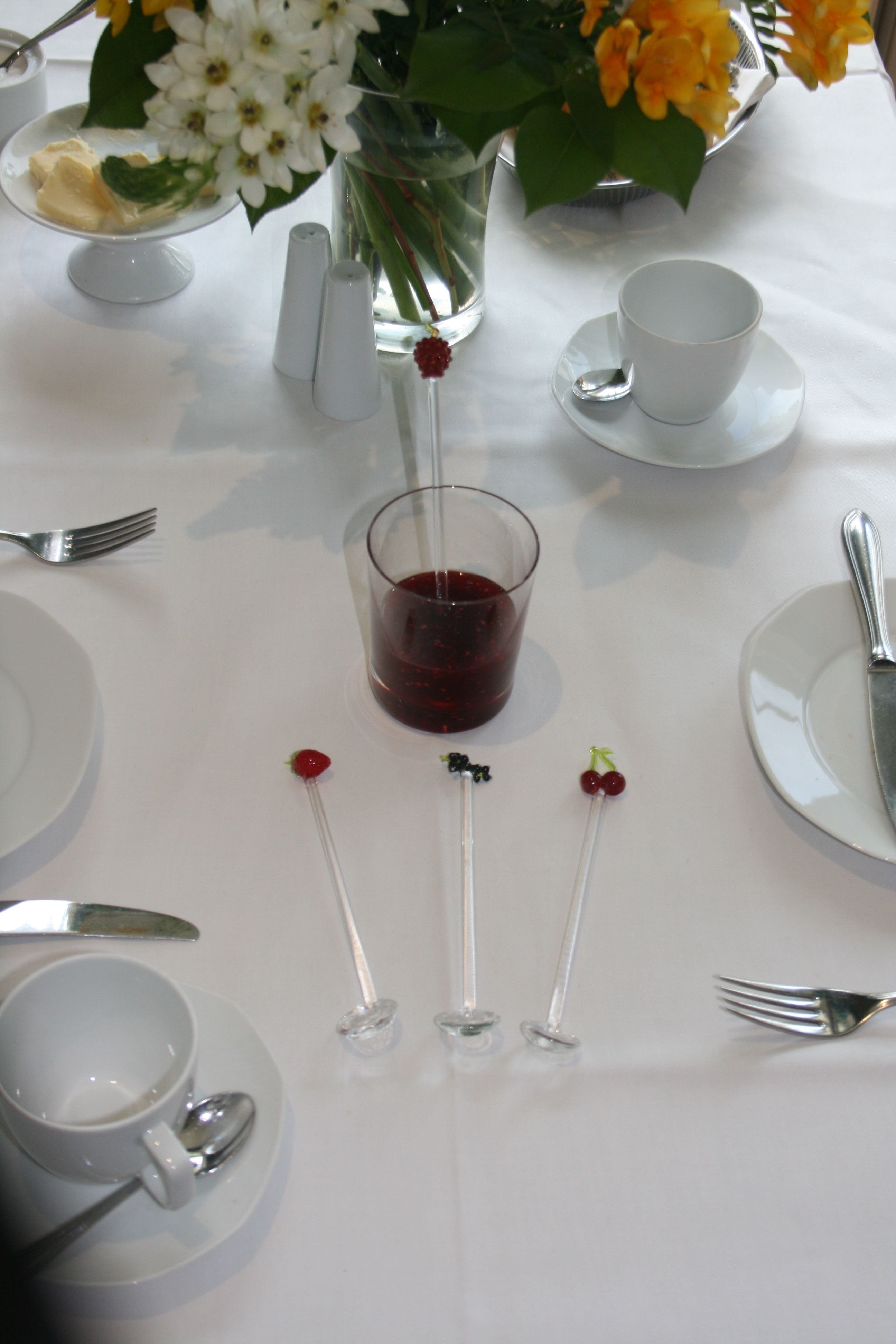 Marmeladenlöffel aus Glas mit Erdbeere, ca. 14cm Löffel für Konfitüre und Gelee
