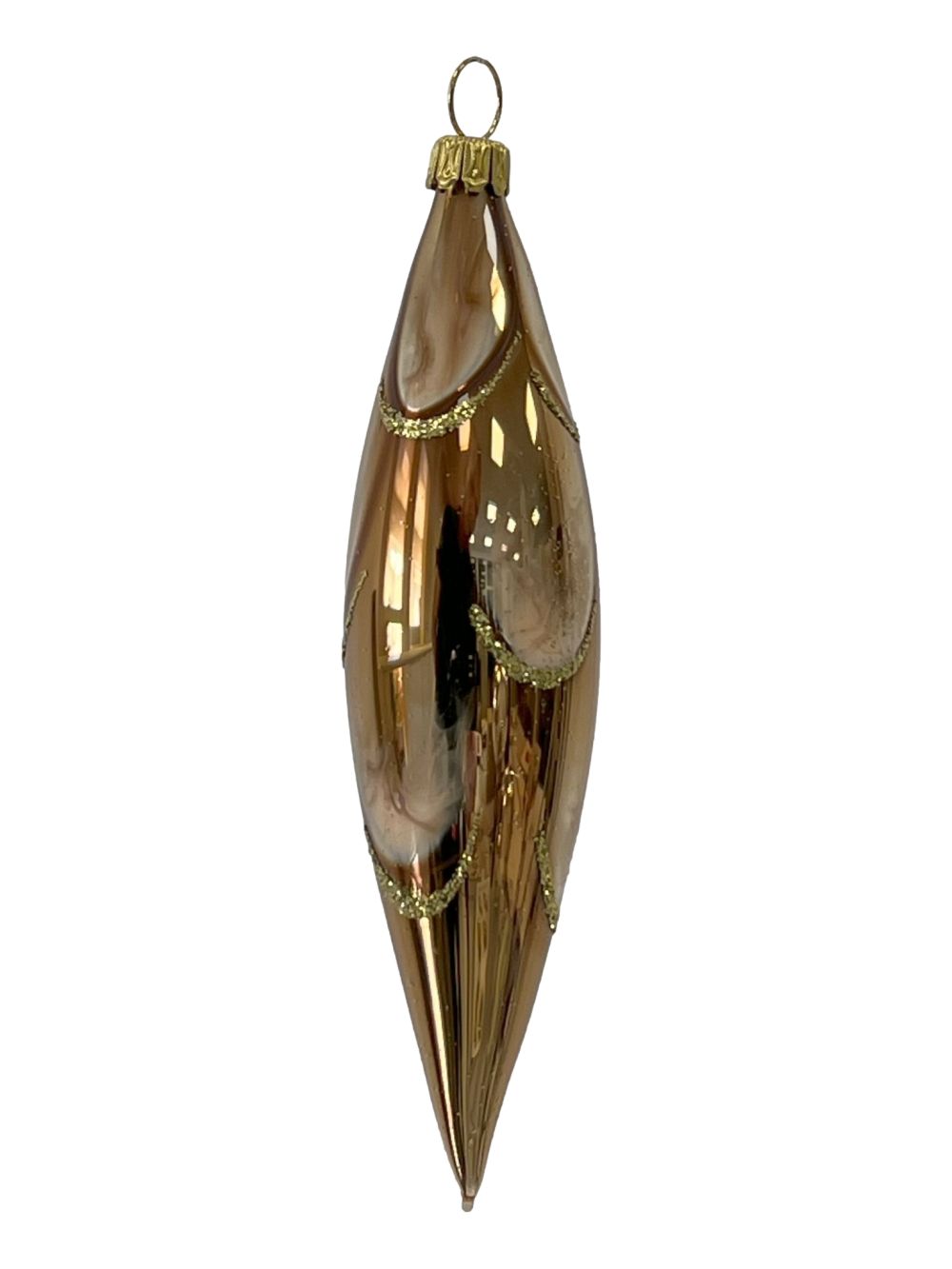 Christbaum Olive 12 cm Lauflack Palisander Gold verziert Weihnachtsbaumschmuck Palisander, 4 -teilig