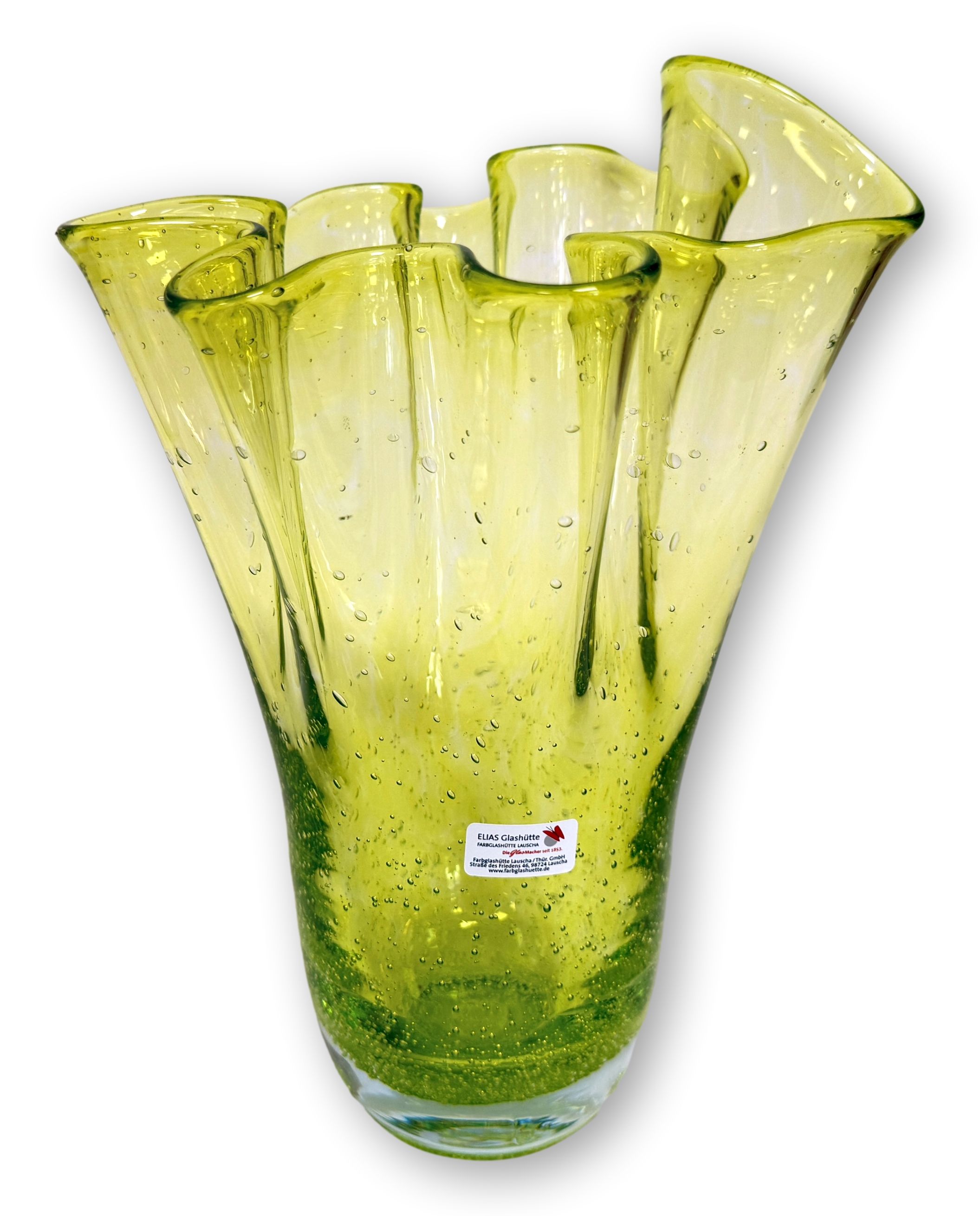 Original Lauschaer Glasvase "Florentine" - Retro-Klassiker Faltenvase, ofenfertige, klassische Vase mit dem Abriss