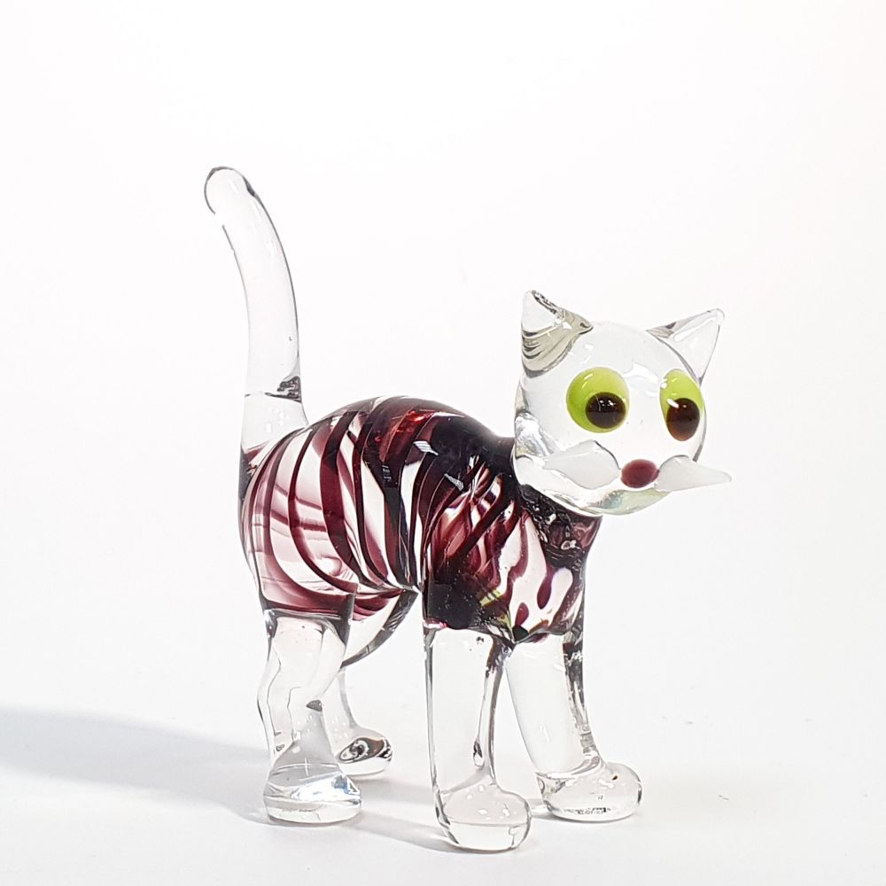 Mauz, die Hüttenkatze in klassich gestreiftem Fell ein Klassiker, Lauschaer Glastiere Mauz, die Hüttenkatze in klassich gestreiftem Fell ein Klassiker, Lauschaer Glastiere