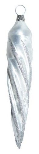 Christbaum Eiszapfen 8 cm weiß gefrostet & Eichblatt silber Weihnachtsbaumschmuck  WINTERZEIT, 4 -teilig Christbaum Eiszapfen 8 cm weiß gefrostet & Eichblatt silber Weihnachtsbaumschmuck  WINTERZEIT, 4 -teilig