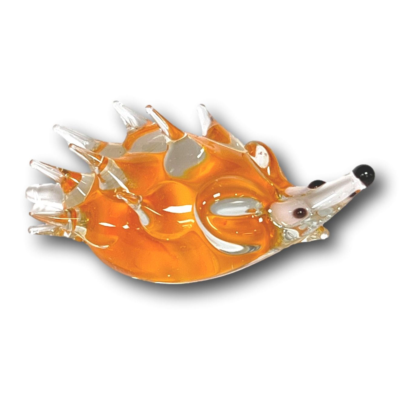 Igel Ignaz mit farbigen Bäuchlein - der Pfiffige, orange Glastiere des Waldes, Glastiere Thüringens