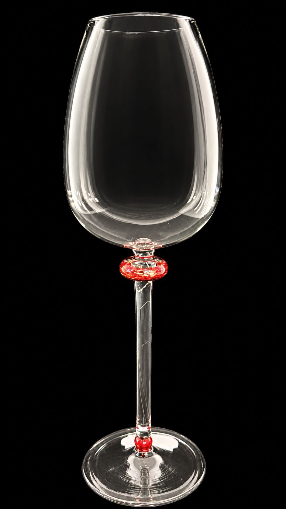Weinglas "Steffen", mundgeblasen mit rotem Akzent ca. 24 cm hoch