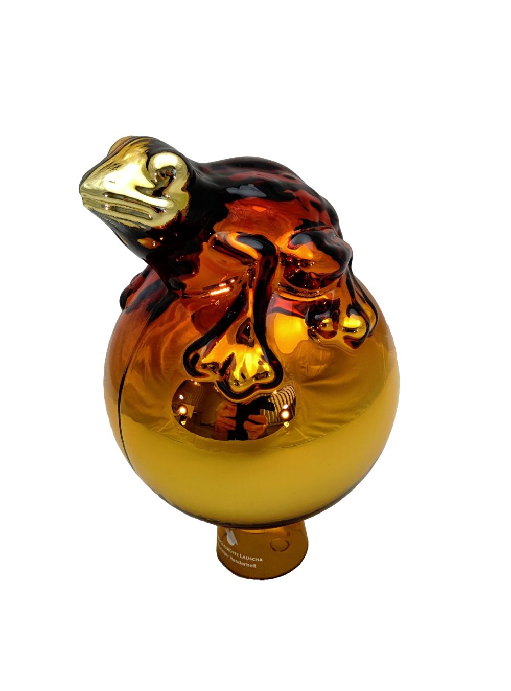 Rosenkugel Frosch auf Kugel ca. 12 cm gold verspiegelt Rosenkugel Klassik die märchenhafte Gartenidee