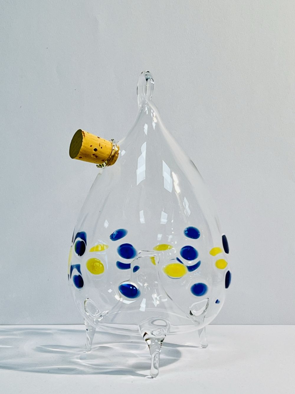 Obstfliegenfalle, Farbglasgranulatdekor blau-gelb der nützliche Klassiker für Haushalt & Garten