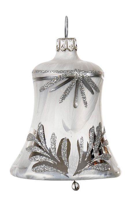 Christbaum Glocken 5 cm weiß gefrostet & Eichblatt silber Weihnachtsbaumschmuck  WINTERZEIT, 3 -teilig Christbaum Glocken 5 cm weiß gefrostet & Eichblatt silber Weihnachtsbaumschmuck  WINTERZEIT, 3 -teilig