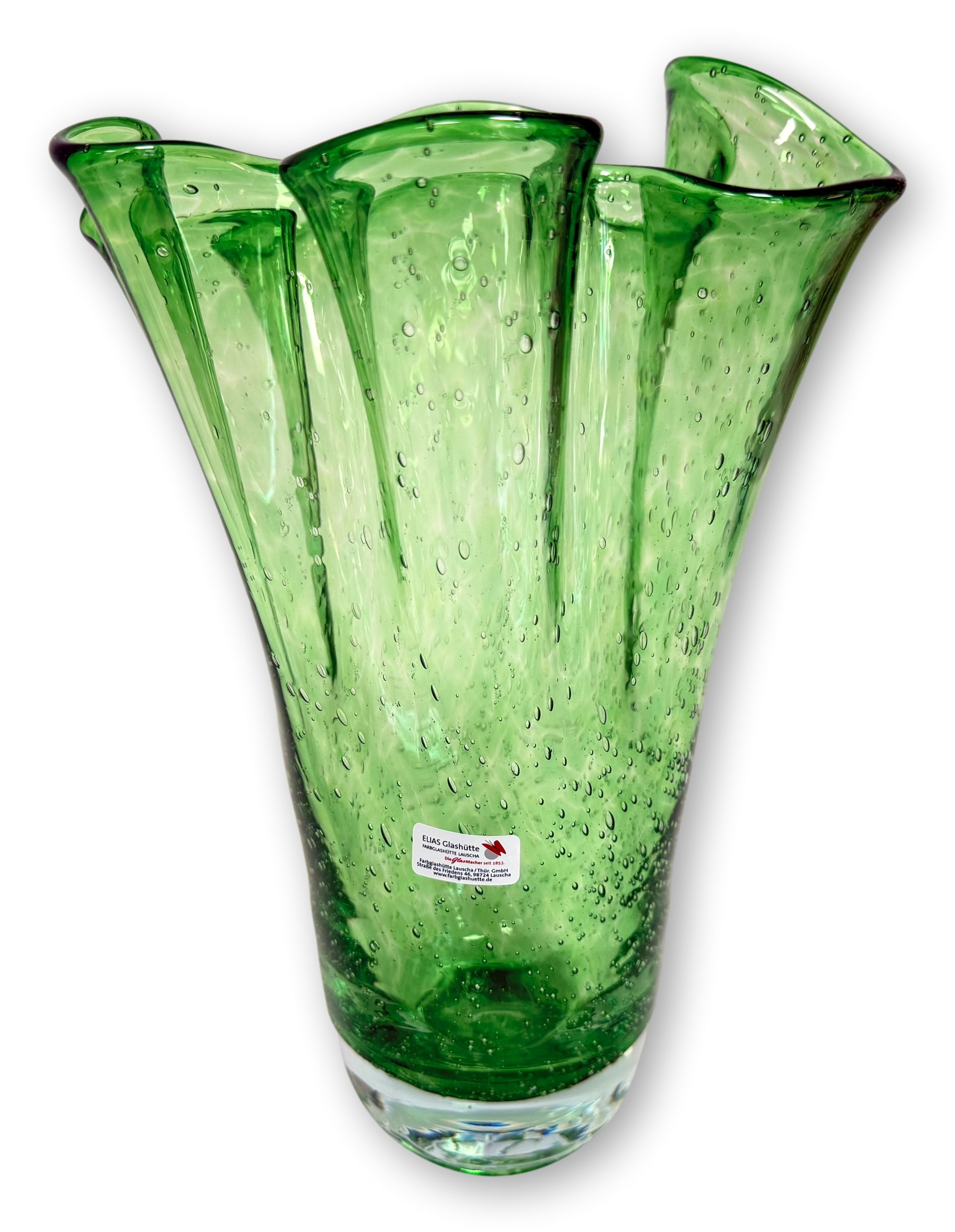 Original Lauschaer Glasvase "Florentine" - Retro-Klassiker Faltenvase, ofenfertige, klassische Vase mit dem Abriss