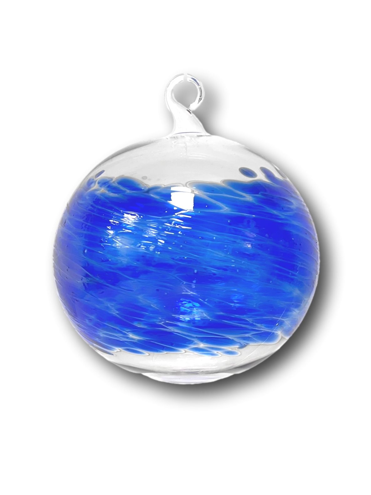 'Johanna' Echtglas-Weihnachtskugel mit Glasöse, ca. 10 cm blaues Glasgranulat, 10-fach gepackt