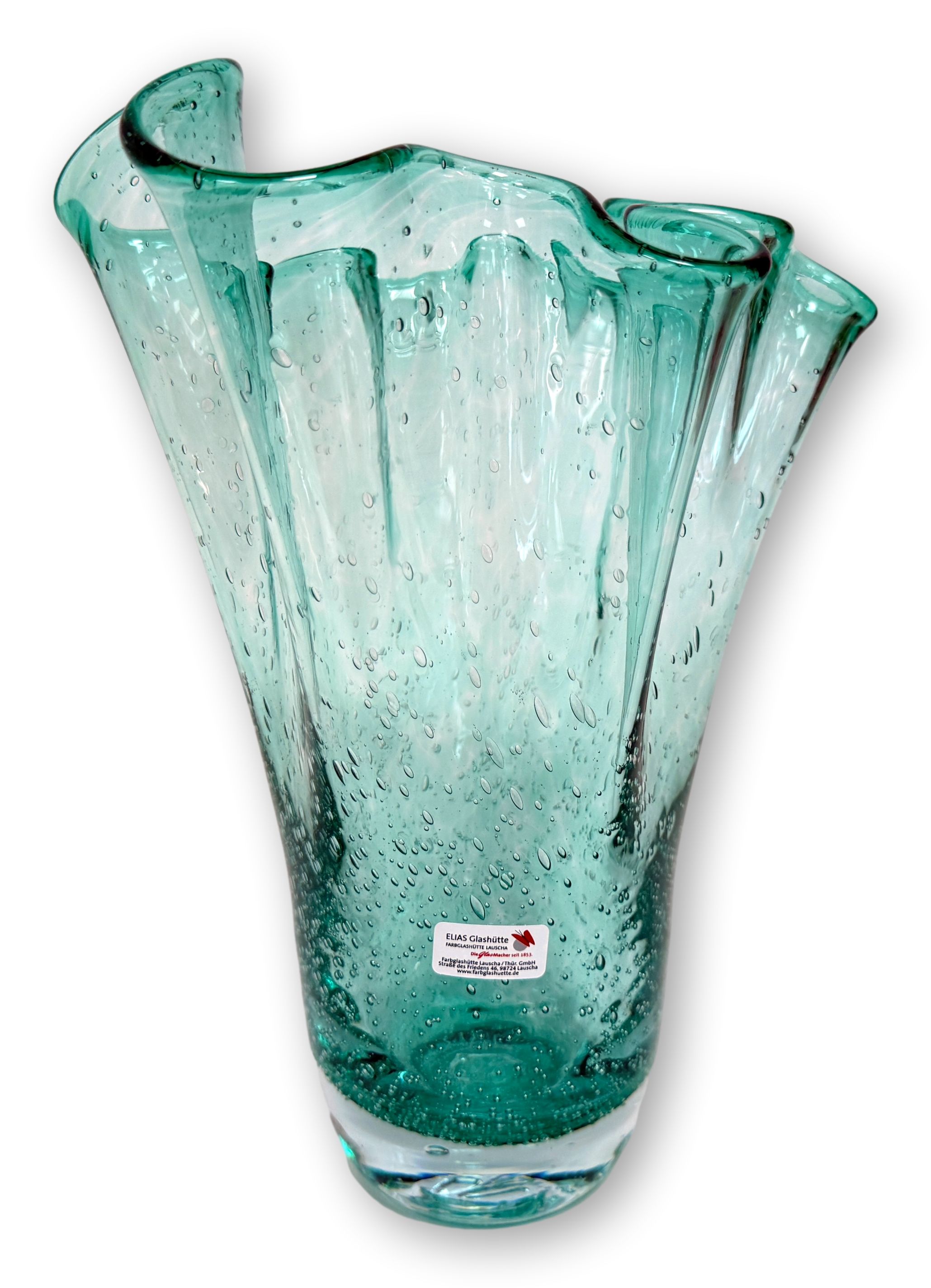 Original Lauschaer Glasvase "Florentine" - Retro-Klassiker Faltenvase, ofenfertige, klassische Vase mit dem Abriss