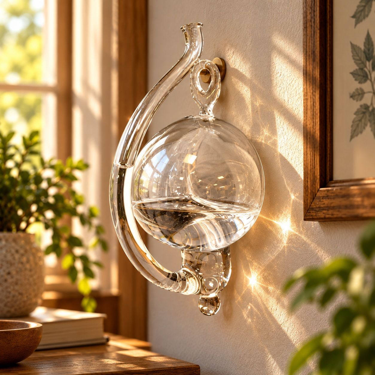 Goethebarometer Klarglas mit Öse,  ca. 22 cm hoch Klassisches  Wetterglas oder Donnerglas
