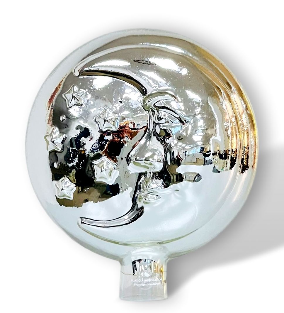 Rosenkugel Sonne, Mond, Sterne ca. 26 cm silber verspiegelt Rosenkugel Klassik das himmlisch schöne Gartenaccessoire