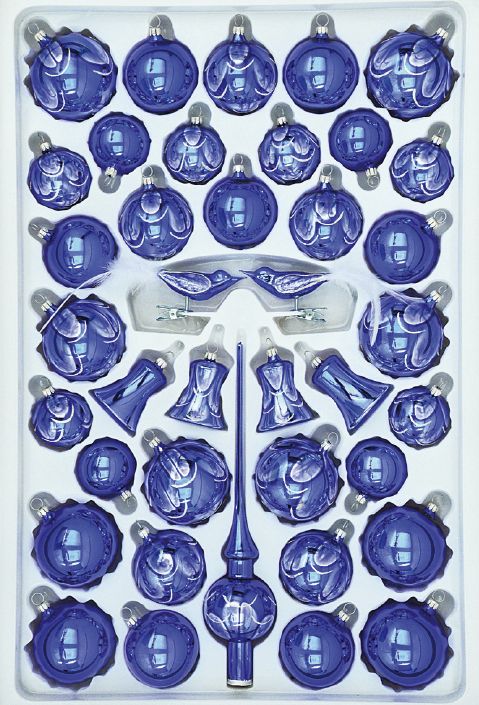 .Christbaumschmuck Sortiment POLARNACHT 39-teilig Weihnachtsbaumschmuck Lauflack blau .Christbaumschmuck Sortiment POLARNACHT 39-teilig Weihnachtsbaumschmuck Lauflack blau