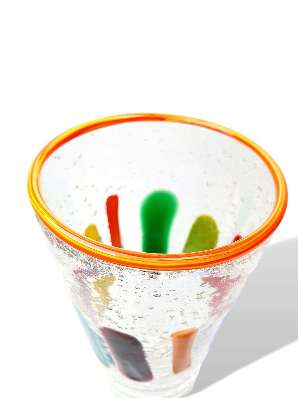 PUEBLO FarbGlasSerie  - Glas, Becher - Rand 2Farbig rot / orange - bunt - verspielt - vielfältig