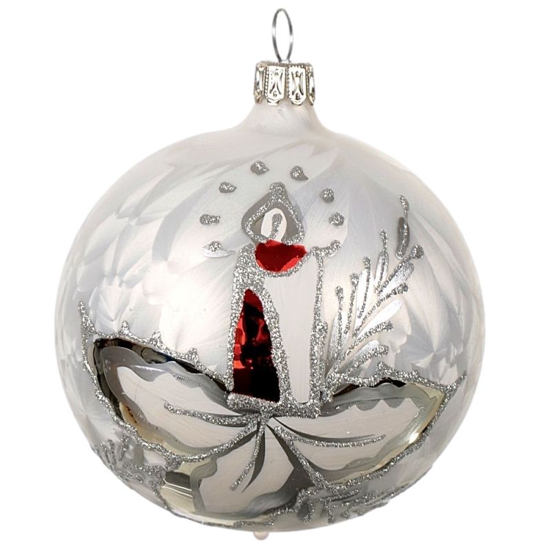 Christbaum Kugel 6cm weiß gefrostet mit Kerze rot 5-teilig Weihnachtsbaumschmuck  MÄRCHENZEIT Christbaum Kugel 6cm weiß gefrostet mit Kerze rot 5-teilig Weihnachtsbaumschmuck  MÄRCHENZEIT