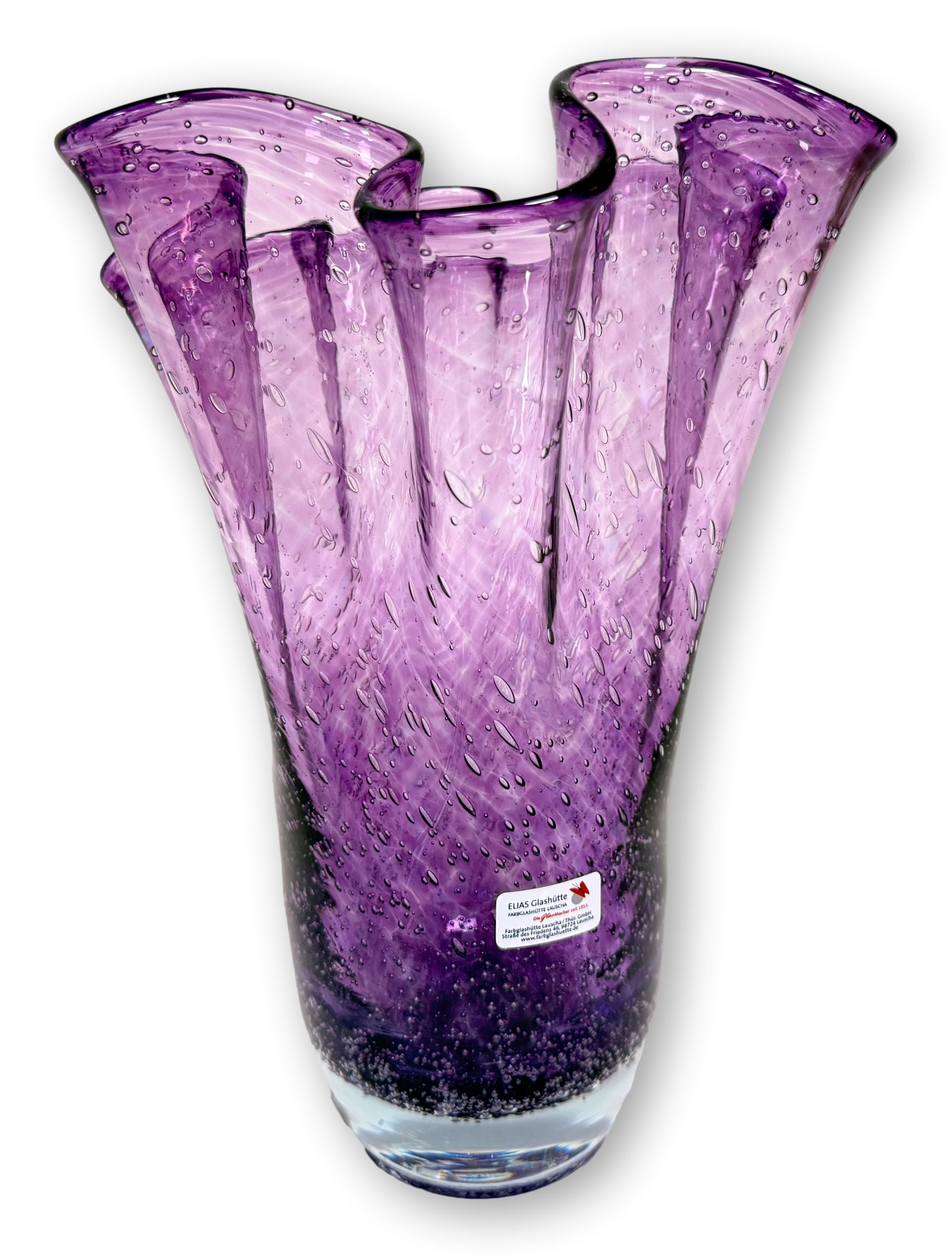 Original Lauschaer Glasvase "Florentine" - Retro-Klassiker Faltenvase, ofenfertige, klassische Vase mit dem Abriss
