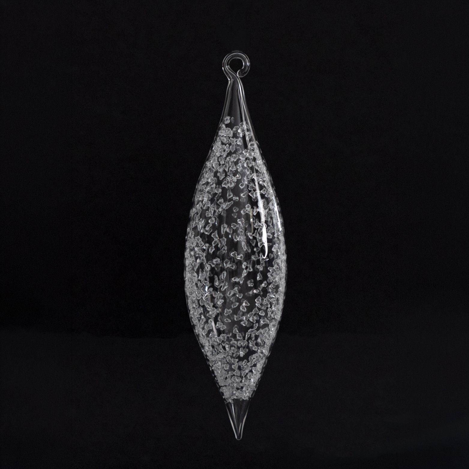 'Johanna' Eis Echtglas-Olive mit Glasöse, ca. 17 cm kristallklares Glasgranulat, 1-fach gepackt, 1 Stück
