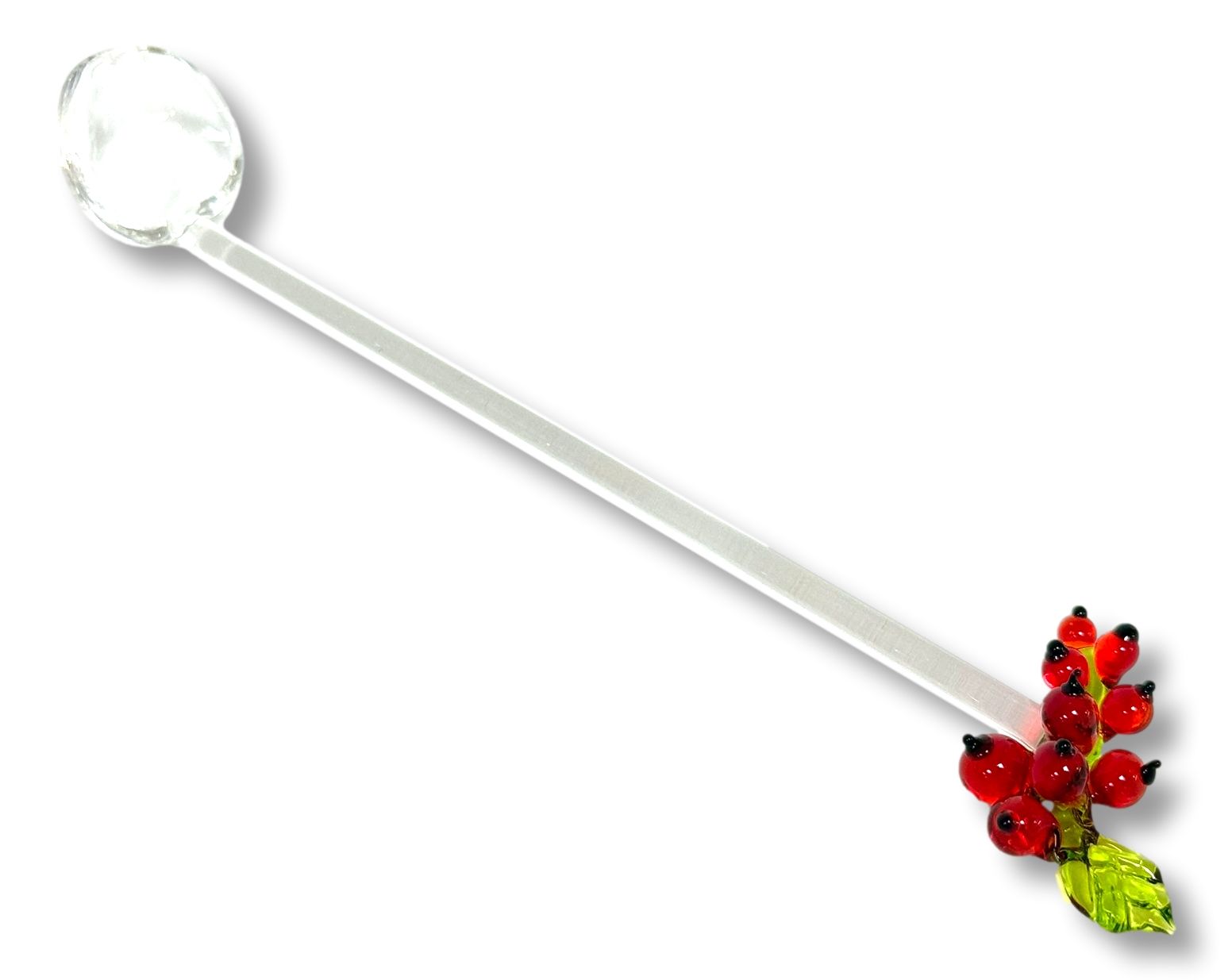 Marmeladenlöffel aus Glas mit Johannisbeere rot, ca. 14cm Löffel für Konfitüre und Gelee