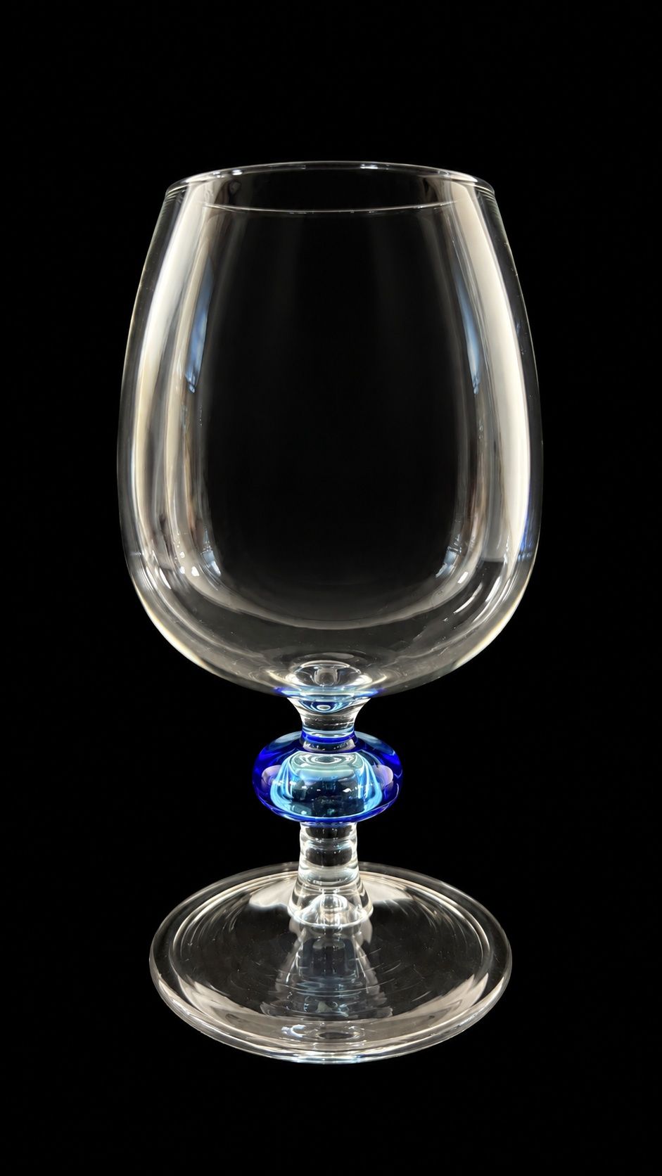 Whiskyglas "Steffen", mundgeblasen mit aquamarin Akzent ca. 13 cm hoch