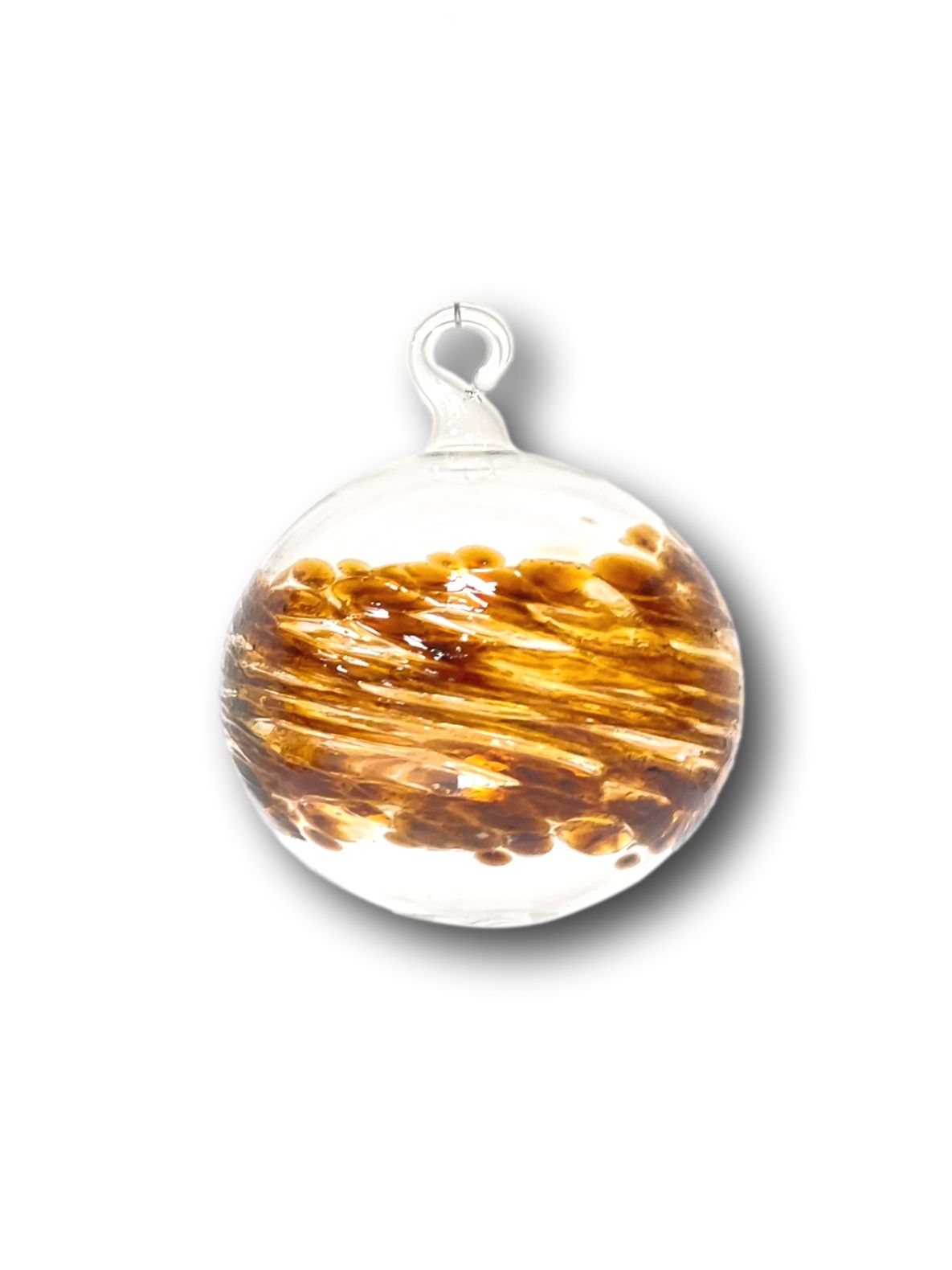 'Johanna' Echtglas-Weihnachtskugel mit Glasöse, ca. 6 cm bernsteinfarbenes Glasgranulat, 6-fach gepackt