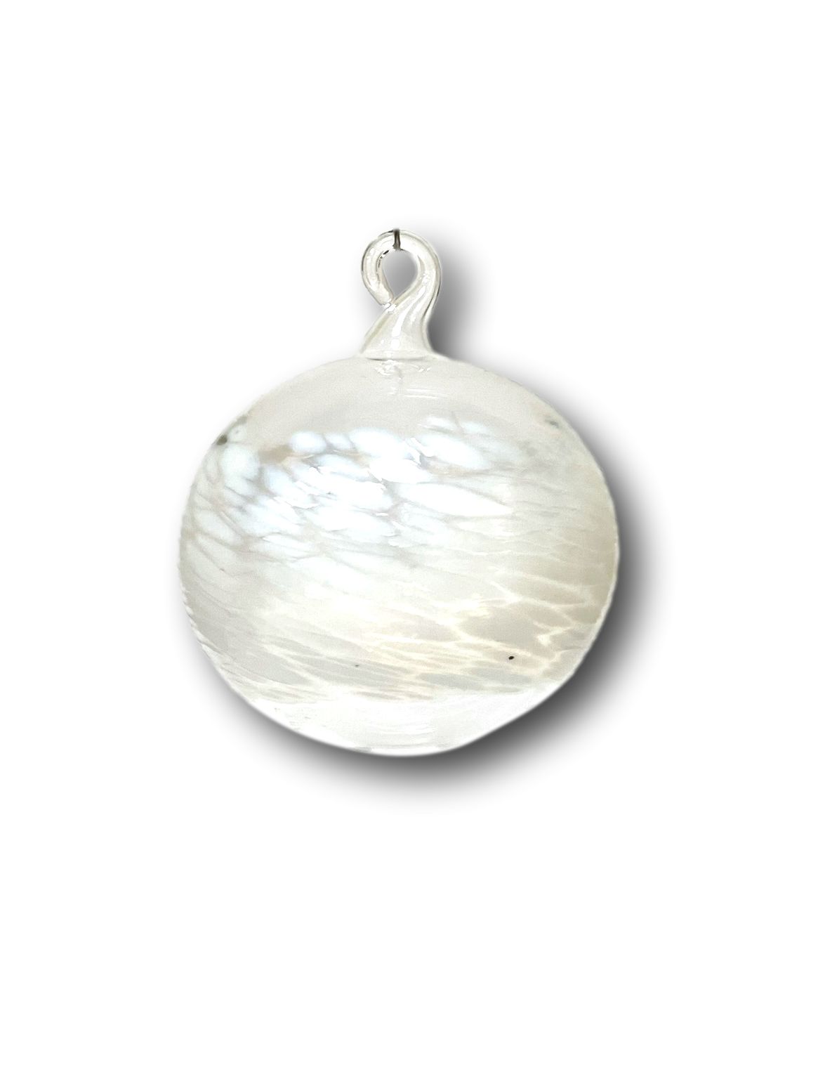 'Johanna' Echtglas-Weihnachtskugel mit Glasöse, ca. 6 cm weißes Glasgranulat, 6-fach gepackt