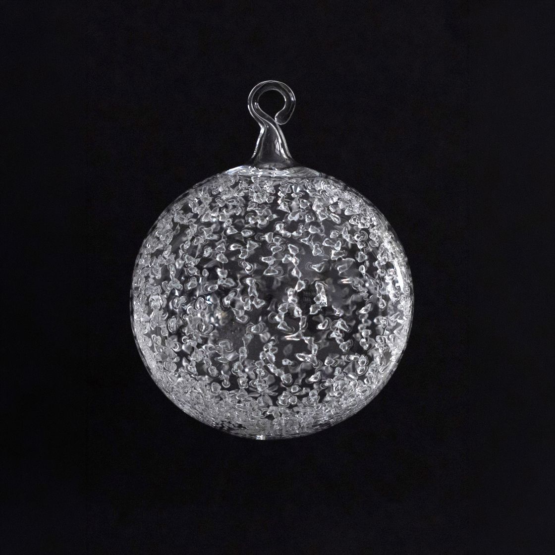 'Johanna' Eis Echtglas-Kugel mit Glasöse, ca. 8 cm kristallklares Glasgranulat, 1-fach gepackt, 1 Stück