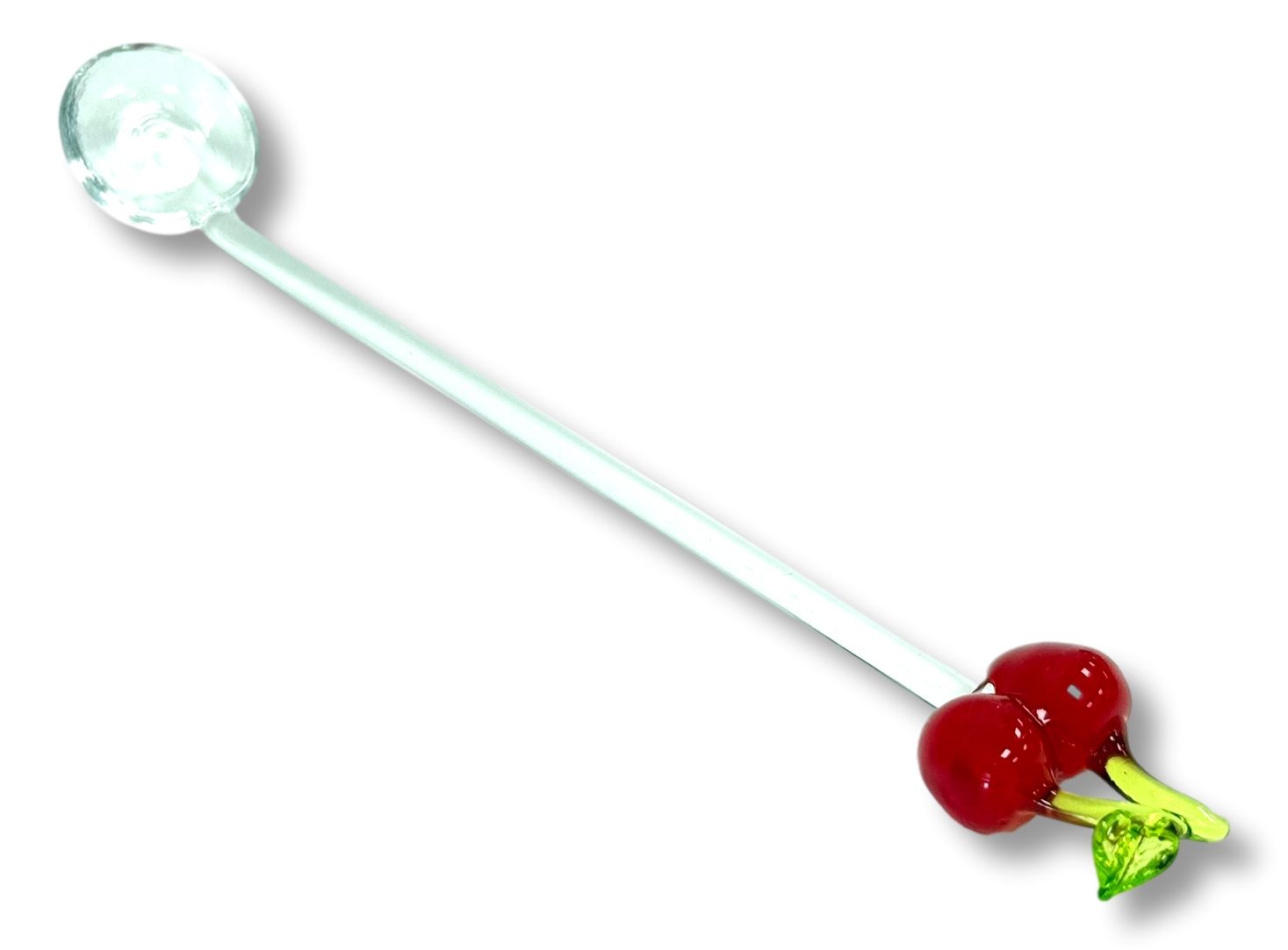 Marmeladenlöffel aus Glas mit Kirsche, ca. 14cm Löffel für Konfitüre und Gelee