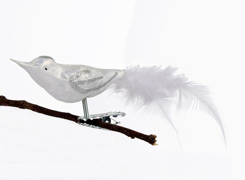 Christbaum Vogel weiß gefrostet und rot 4-teilig Weihnachtsbaumschmuck  MÄRCHENZEIT Christbaum Vogel weiß gefrostet und rot 4-teilig Weihnachtsbaumschmuck  MÄRCHENZEIT