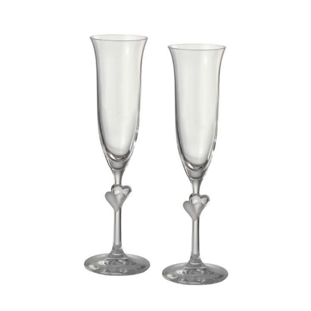 2 Sektkelche L`Amour weiße Herzen 2 Sektkelche L`Amour weiße Herzen