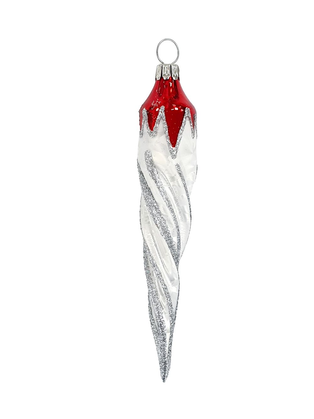 Christbaum EisZapfen weiß gefrostet&rot mit Glitzer 4-teilig Weihnachtsbaumschmuck  MÄRCHENZEIT Christbaum EisZapfen weiß gefrostet&rot mit Glitzer 4-teilig Weihnachtsbaumschmuck  MÄRCHENZEIT