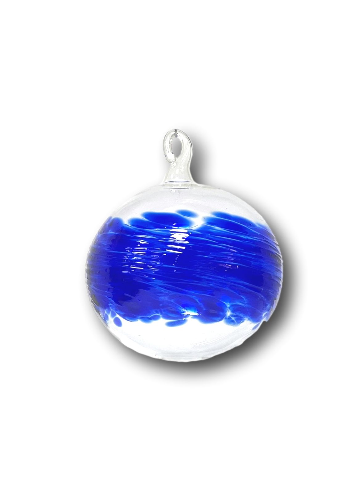 'Johanna' Echtglas-Weihnachtskugel mit Glasöse, ca. 6 cm blaues Glasgranulat, 6-fach gepackt