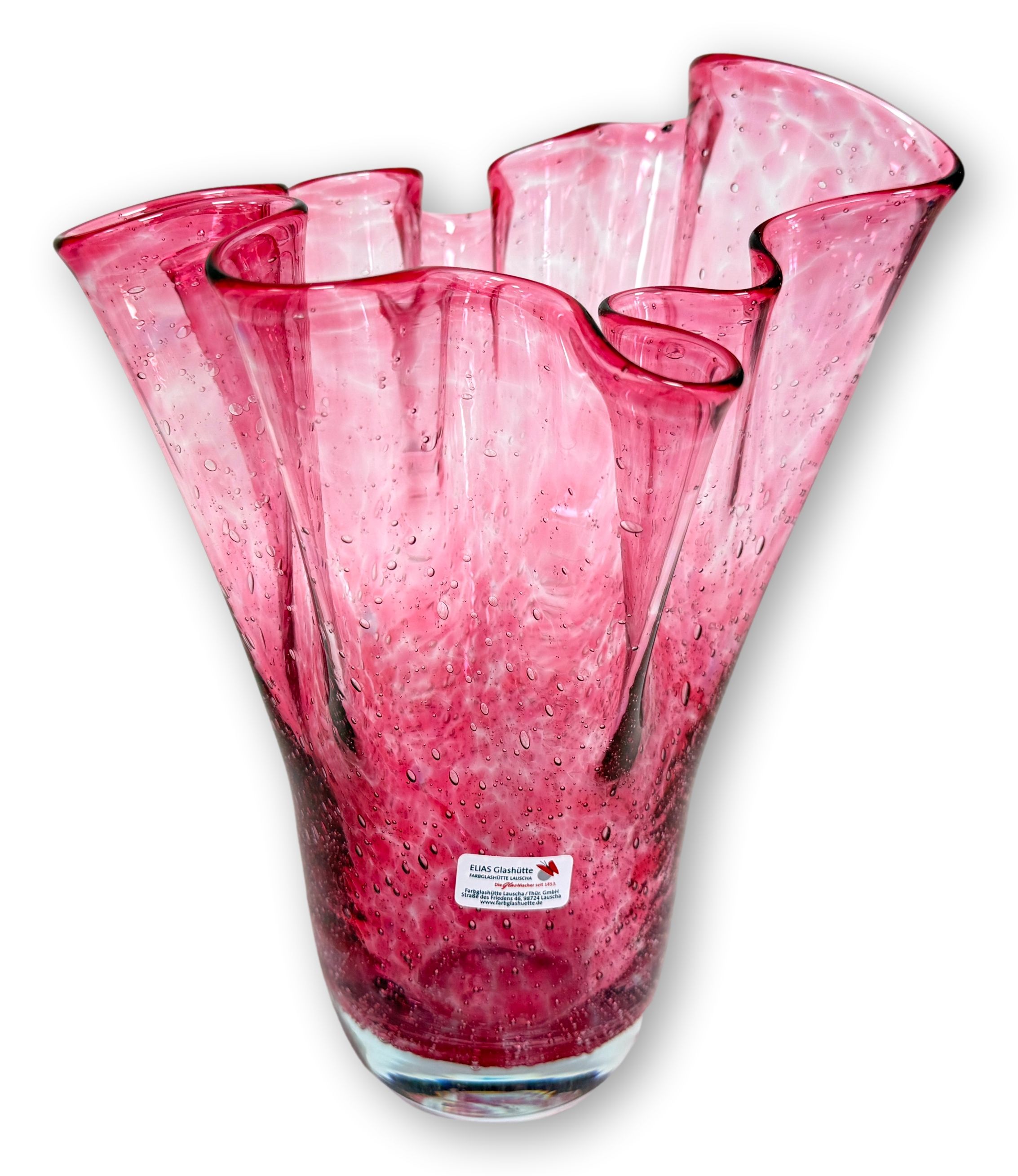 Original Lauschaer Glasvase "Florentine" - Retro-Klassiker Faltenvase, ofenfertige, klassische Vase mit dem Abriss