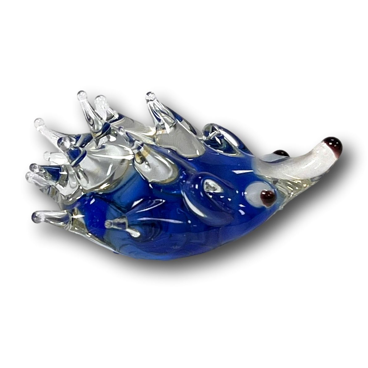 Igel Ignaz mit farbigen Bäuchlein - der Pfiffige, blau Glastiere des Waldes, Glastiere Thüringens