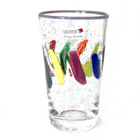 PUEBLO FarbGlasSerie  - Glas, Becher - Rand flieder bunt - verspielt - vielfältig