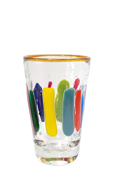 PUEBLO FarbGlasSerie  - Glas, Becher - Rand bernstein bunt - verspielt - vielfältig