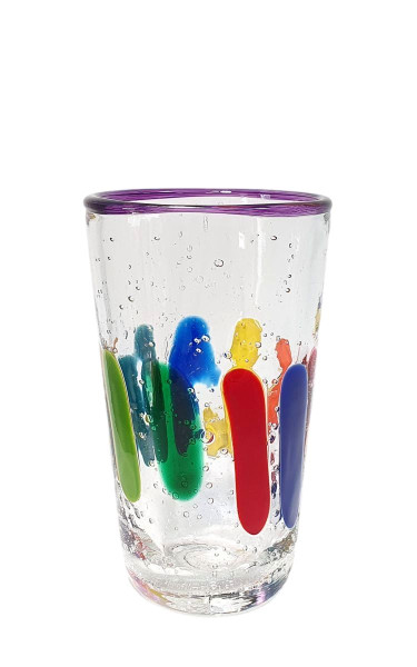 PUEBLO FarbGlasSerie  - Glas, Becher - Rand lila bunt - verspielt - vielfältig