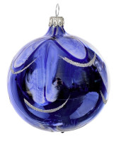 Christbaum Kugel 10 cm Lauflack verz. blau 2-teilig Weihnachtsbaumschmuck POLARNACHT