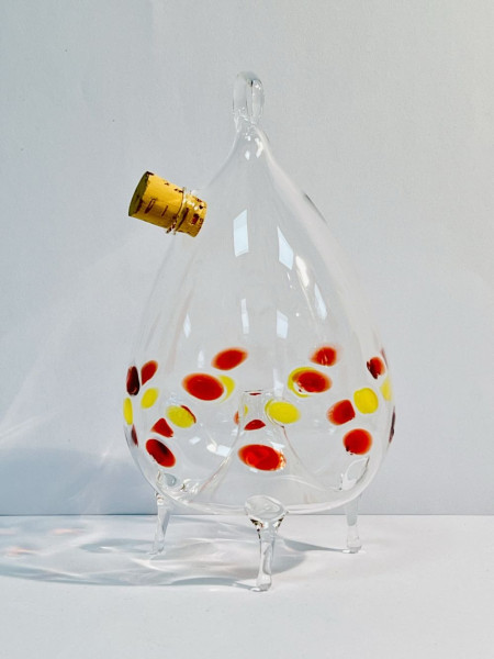 Bio-Obstfliegenfalle, Farbglasgranulatdekor rot-gelb der nützliche Klassiker für Haushalt & Garten