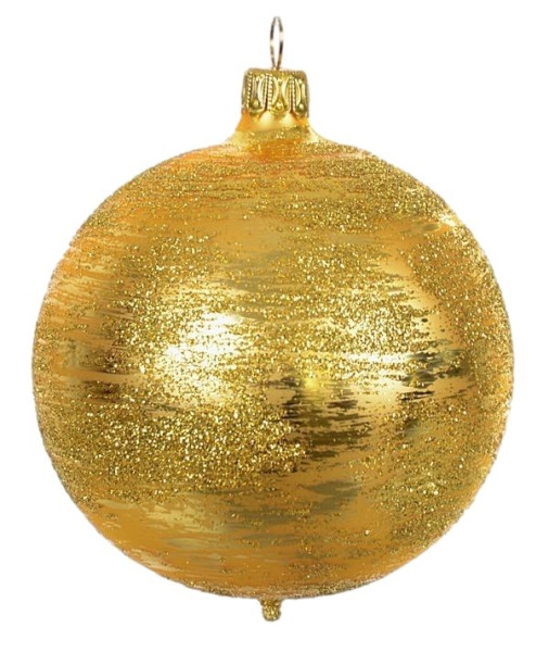 Christbaum Kugel ELEGANZ 8cm matt gold, 3 -teilig Weihnachtsbaumschmuck ELEGANZ