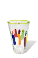 PUEBLO FarbGlasSerie  - Glas, Becher - Rand limonengrün bunt - verspielt - vielfältig